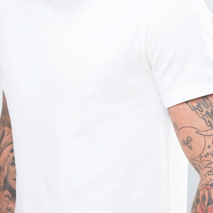 เสื้อยืดคอกลมแขนสั้นสีขาวสำหรับผู้ชาย ผ้าเจอร์ซีย์ถักเนื้อผ้าฝ้าย สีพื้น เรียบง่าย สไตล์ลำลอง - Product Image 2