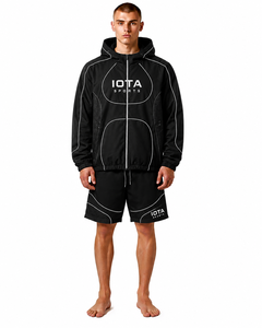 Survêtements de qualité supérieure en nylon avec bandes réfléchissantes, designs personnalisés, veste coupe-vent à fermeture éclair avec capuche et shorts doublés, ensembles 2 pièces - Product Image 3