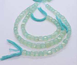 ลูกปัดพลอยอะควาคาลซีโดนีทรงลูกบาศก์เหลี่ยมเพชรพลอยขนาด 7-8 มม. อะควาคาลซีโดนีทรงกล่องสี่เหลี่ยม 3 มิติ สำหรับทำเครื่องประดับ - Product Image 2