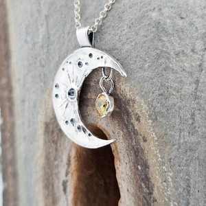 Handmade Gold Crescent Moon Pendant 925 Sterling Silver Bezel Setting Vintage Engagement Indian Crafted Unique Jewelry Gift Bulk - Product Image 6
