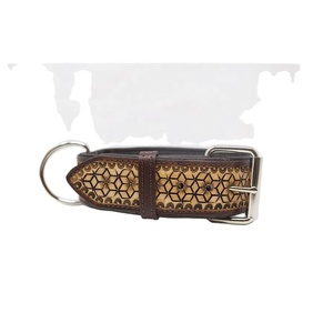 Handmade Luxury Cow <b>Leather</b> Dog Collar Customizable High Quality Solid Personalized Hand Rivets Indian Wholesale Manufacturer - Product Image 3