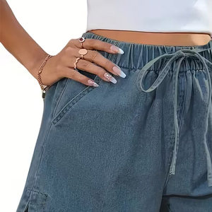 Shorts en jean pour femmes, style mode été, ornés de perles et de diamants, en denim décontracté, personnalisables avec votre logo de marque - Product Image 6