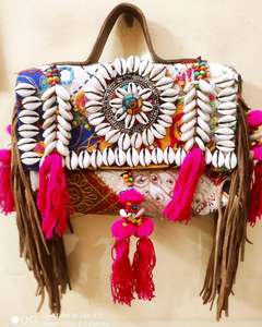 Banjara Vintage Bohemian Cotton Waterproof Multicolor Shoulder Strap Bag Shell Closure Embroidery Chain <b>Decoration</b> for <b>Summer</b> - Product Image 2