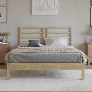 Cadre de lit plateforme en pin massif taille Queen, durable, avec sommier à lattes silencieux de 8,3 pouces, design traditionnel du milieu du siècle, tête de lit TNT - Product Image 3