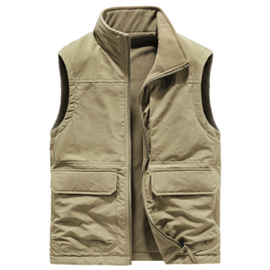 Men <b>Utility</b> Fleece Lined <b>Vest</b> Windproof Sleeveless Jacket Multi Pocket Outdoor Workwear Bodywarmer Custom Logo Winter <b>Vest</b> - Product Image 1