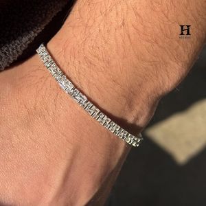 High-Quality Baguette Tennis Bracelet <b>for</b> <b>Men</b>, Sparkling Zirconia Baguette Chain Jewelry - Product Image 1