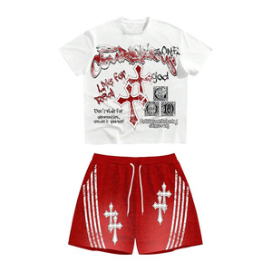 Men's Y2k <b>Gothic</b> Grunge Outfits Short Sleeve T <b>Shirt</b> and Shorts Summer Set Streetwear - Product Image 1