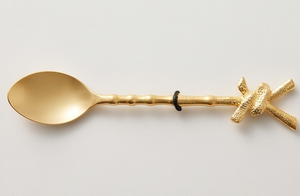 Elegant Golden Tea Spoon With <b>Bamboo</b> Handle Design Rust Resistant For Wedding Tableware <b>Sets</b> And Home Use - Product Image 3