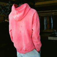 Sudadera con capucha de invierno para hombre, personalizada con pedrería y cremallera, bordado desgastado, estilo oversize, lavado ácido, streetwear, 100% algodón, forro de punto
