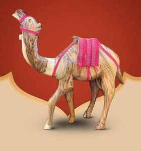 Centre de table classique en bois en forme de chameau, figurine animale faite à la main pour la décoration intérieure et les cadeaux - Product Image 2
