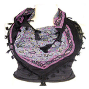 Elegante Bufanda de Algodón Violeta con Flecos, Bufanda de Moda Estampada de Algodón Suave de Primera Calidad con Bordes con Flecos para Mujer, Uso Casual - Product Image 2