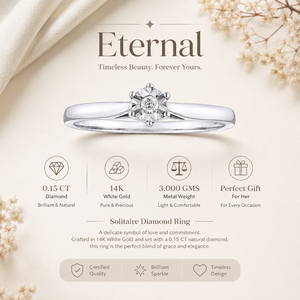 แหวนเพชรเม็ดเดี่ยวทองคำขาว 14K 0.15 กะรัต |   แหวนหมั้น Illusion Set สำหรับผู้หญิง |   ของขวัญเครื่องประดับชั้นดีสำหรับเธอในวันครบรอบ - Product Image 5