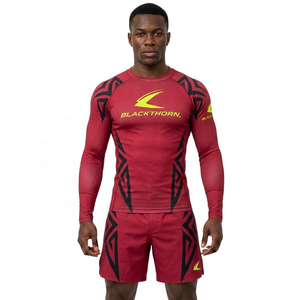 Rashguard de manga larga para hombre, con estampado por sublimación OEM para MMA y BJJ, transpirable, antibacteriano, UPF50+ - Product Image 3
