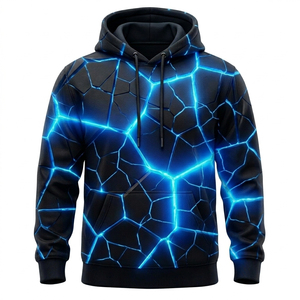 Sweat-shirt à capuche pour homme, blanc, imprimé effet glace craquelée, sublimation, coupe classique, décontracté, pour l'automne - Product Image 6