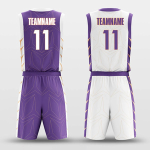 Uniformes de Baloncesto Personalizados con Nombre de Equipo 11, Morado y Blanco, Sublimados, Cuello en V, Sin Mangas, Secado Rápido, Ajuste Atlético, Unisex para Adultos - Product Image 4