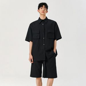 ชุดเสื้อเชิ้ตแขนสั้นลำลองฤดูร้อนแบบ 2 ชิ้นสำหรับผู้ชาย ผ้าฝ้าย 100% น้ำหนักเบา ระบายอากาศได้ดี แห้งเร็ว เหมาะสำหรับกิจกรรมกลางแจ้ง ใส่ได้ทั้งชายและหญิง ทรงหลวม - Product Image 4