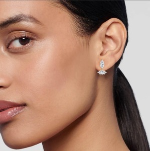 Boucles d'oreilles pendantes à deux pierres en diamant de laboratoire taille marche marquise, 4,00 CTW en or rose 9K - Product Image 5
