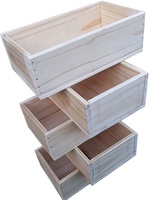Boîte en bois inachevée de personnalisation de haute qualité boîte de rangement en bois massif de forme différente en gros