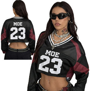 Camiseta Deportiva Corta de Malla para Mujer al por Mayor, Manga Larga con Estampado de Número, Estilo Urbano, Fabricante de Camisetas de Fútbol Americano - Product Image 4