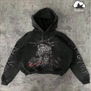 Sweat-shirt à capuche pour homme en coton épais de qualité supérieure, coupe oversize, brodé, style streetwear, anti-boulochage, écologique, collection automne - Product Image 1