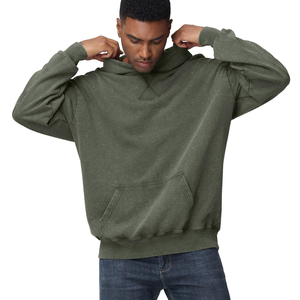 Sweat à capuche oversize pour homme, streetwear, décontracté, pour la gym, tissu épais, hiver, personnalisé, délavé à l'acide, brodé, 100% coton, 300g - Product Image 3
