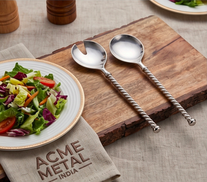 Antique Twist Stainless Steel Salad Server Mirror Finish Rope Handle Handcrafted For Restaurants Hotel And Resort - Product Image 6