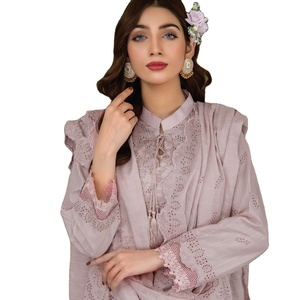 Costumes d'été pakistanais en coton/pelouse pour femmes robe brodée chandails pour femmes de grande taille - Product Image 1