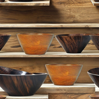 Ensemble de bols à servir et à fruits en bois et mélamine brun faits à la main, durables, pour une décoration élégante de la maison et la vaisselle quotidienne