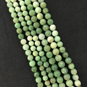 Perles rondes lisses en chrysoprase de qualité AA certifiées IGI 100% naturelles, 8mm-10mm, couleur vert pierre, Fire Vivaaz Gems - Product Image 3