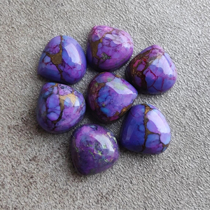 Cabochon Cœur en Cuivre Violet et Turquoise Poli, Dos Plat, Pierre Calibrée, Pierre Libre pour la Fabrication de Bijoux, Toutes Tailles Disponibles - Product Image 2
