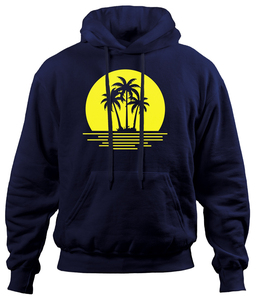 Men's <b>Navy</b> Blue Hooded <b>Sweatshirt</b> Front Geometric Print Regular Fit Casual Pullover With Kangaroo Pocket - Product Image 4
