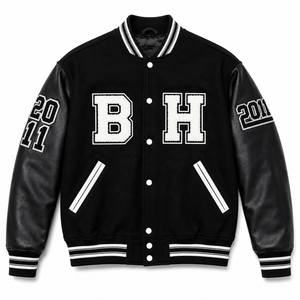 Chaqueta Varsity de Invierno Personalizada para Hombre, Bordado Chenille, Lana, Cuero, Resistente al Viento, Transpirable, OEM, Etiqueta Privada, Letras en la Parte Delantera - Product Image 3