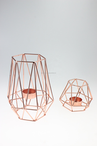 Bougeoir en or rose avec fil métallique hexagonal en fer forgé pour décoration intérieure OEM 551-7C - Product Image 2