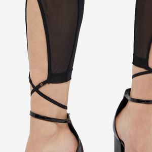 Pantalones Eróticos con Pedrería, Leggings Negros de Rejilla con Aberturas, Pantalones Ajustados para Mujer, Ropa de Club, 2024 - Product Image 3