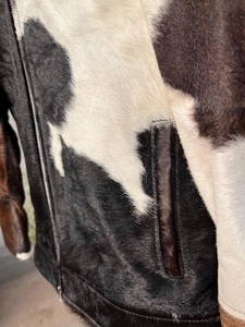 Custom Cowhide Denim <b>Leather</b> <b>Jacket</b> for <b>Mens</b> Hair on Hide Cow Boy Personalized Trucker <b>Leather</b> <b>Jackets</b> - Product Image 6