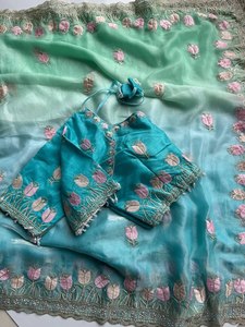 Nuevo Sari de Seda Modal y Organza de Diseñador, Elegante para Bodas, Diwali, Playa, para Adultos, Venta en Línea, Ropa de Fiesta para Mujeres - Product Image 5