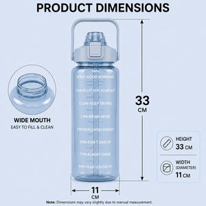 Botella de Agua Motivacional de 2000 ml con Marcadores de Tiempo, Botella de Hidratación a Prueba de Fugas para Niños y Adultos - Product Image 2