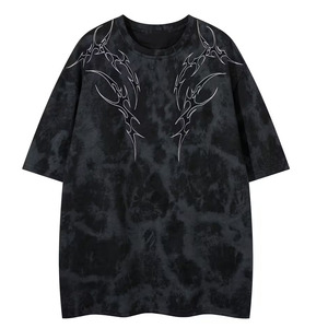 Customizable Large-Sized Men's Vintage Printed <b>T</b>-Shirts 100% Cotton Digital Printing Breathable & Anti-Pilling Acid Wash - Product Image 1