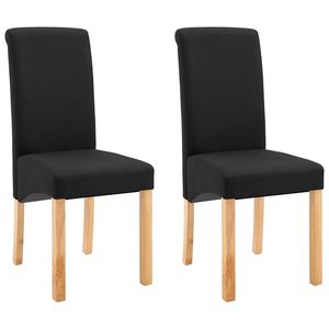 Ensemble de 2 chaises de salle à manger en tissu noir avec design ergonomique standard en bois - Product Image 2