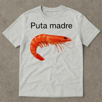 Kaos Grafis Udang Puta Madre Lucu Meme Spanyol Merah Lengan Pendek 100% Katun Kasual Hip Hop Bernapas Bahan Tenun