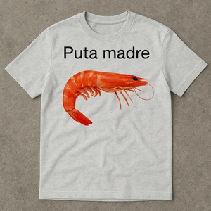Camiseta Gráfica de Camarones Puta Madre para Hombre, Divertida, con Meme Español, Roja, Manga Corta, 100% Algodón, Casual, Hip Hop, Transpirable, Personalizable - Product Image 3
