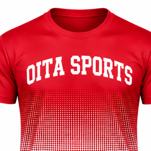 T-shirt de sport à sublimation dégradé rouge écarlate et blanc pour homme, manches courtes, col rond, imprimé personnalisé, performance sportive - Product Image 3