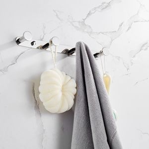 Portasciugamani in Acciaio Inossidabile 304 Argento con Quattro Ganci Lucidi, Appendiabiti da Bagno con Ganci a Fila per Accessori Casa - Product Image 2