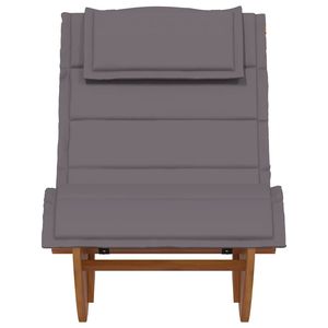 Chaise longue en bois naturel avec coussin gris foncé - Product Image 4