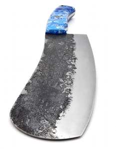 Cuchillo de Cocina para Carne, Forjado a Mano, de Acero con Alto Contenido de Carbono, con Mango de Resina Azul con Diseño de Remolino - Product Image 3