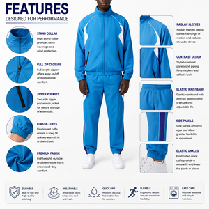 Custom Men's Tracksuit Windbreaker Set Nylon Suit Jacket and Track Pants <b>Wind</b> <b>Breaker</b> Tracksuits for Men - Product Image 6