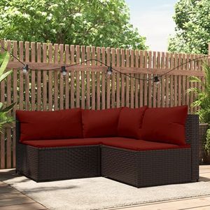 Set da salotto in 3 pezzi marrone in Poly Rattan con cuscini Set da giardino - Product Image 1