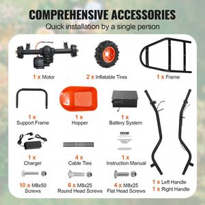 Carriola Elettrica 500W con Capacità 7 Cu. Carrello da Giardino Ribaltabile con Capacità di 255 Kg, Manico in Metallo, Veicolo Utilitario - Product Image 6