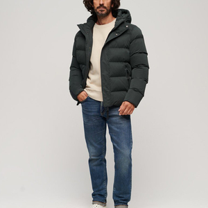 Customizable Lightweight Stand Puffer <b>Jacket</b> for <b>Men</b> Women <b>Long</b> Sleeve Zip-up Breathable Canvas Hooded High Street Winter Wear - Product Image 1