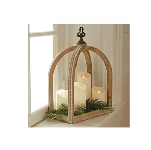 Farol de Madera para Decoración Elegante del Hogar, Decoración de Mesa de Boda, Arreglos Sazonales y Estilismo de Sala de Estar - Product Image 3